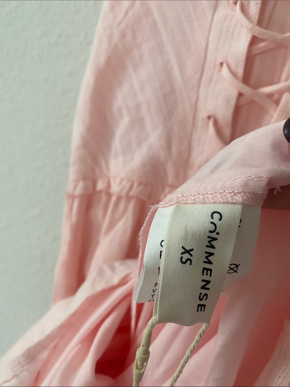 NWT Commense French Ruffle Hem Petal Pink Milkmaid Midi Dress‎ xSmall - Picture 7 of 10